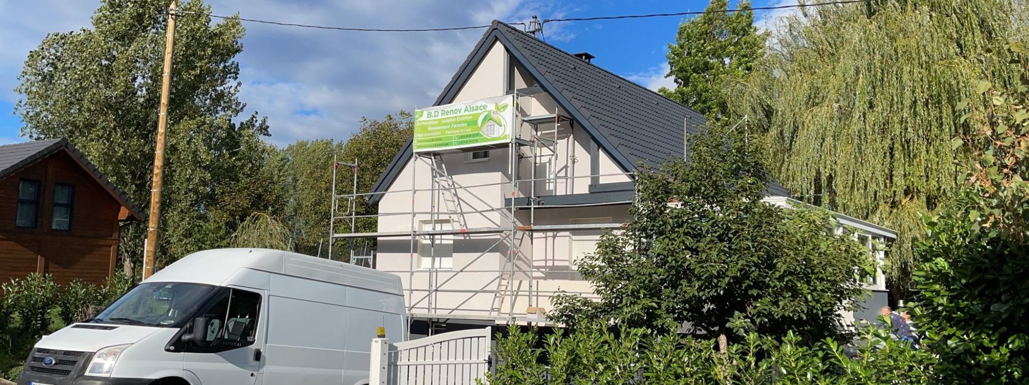 Chantier d&#8217;isolation extérieure à Waltenheim-sur-Zorn situé au nord-ouest de Strasbourg Brumath