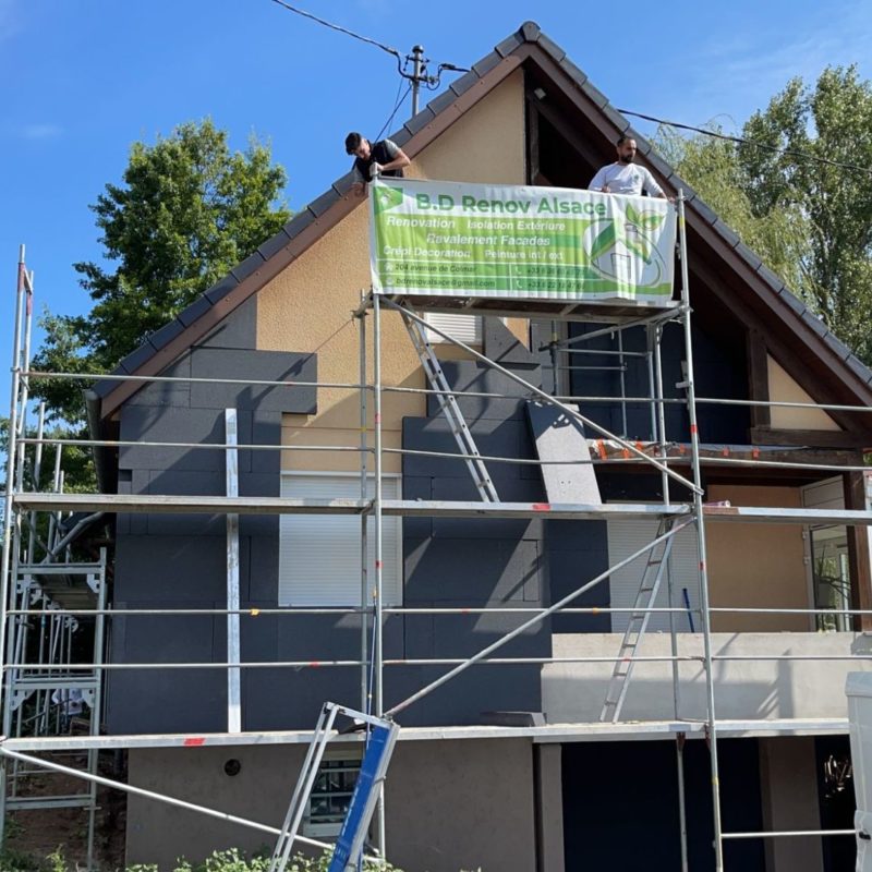Chantier d&#8217;isolation extérieure à Waltenheim-sur-Zorn situé au nord-ouest de Strasbourg Bischheim 1